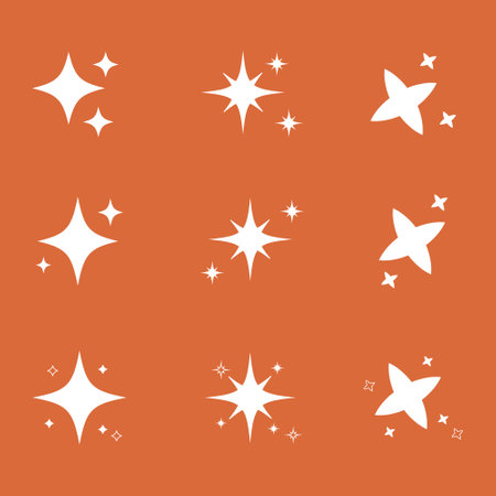 Sparkle star icons. Shine icons. Stars sparkles vector, Vector flat sparkling star collection,のイラスト素材