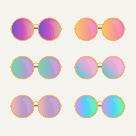 Modern sunglasses collection in flat style, gradient sun glasses setのイラスト素材