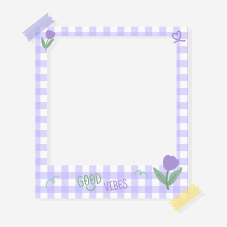 Adorable Frame on sticky tape, Tulip good vibes photo frameのイラスト素材