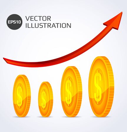 Finance Growth  Abstract illustration with gold coinsのイラスト素材