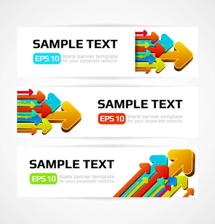 set of three banners with 3d arrows illustrationのイラスト素材