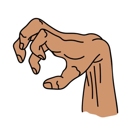 A broun hand on a white background with beige contour lines is isolated on a white background.のイラスト素材