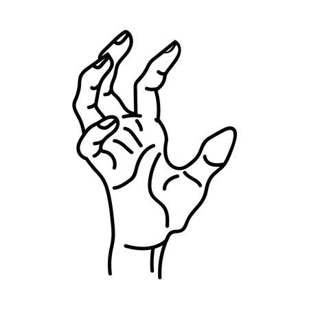 A broun hand on a white background with beige contour lines is isolated on a white background.のイラスト素材