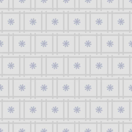 New Years winter geometric pattern with squares, stars and snowflakes in gray and lilac framesのイラスト素材