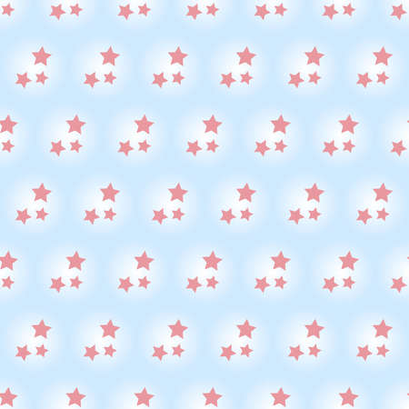 Soft geometric pattern with pink stars in light round on blue background. Abstract repeat backdropのイラスト素材
