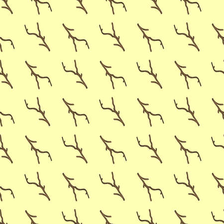 Monochrome seamless pattern of floral motifs, doodles and brown branch. Hand drawn endless ornate.のイラスト素材