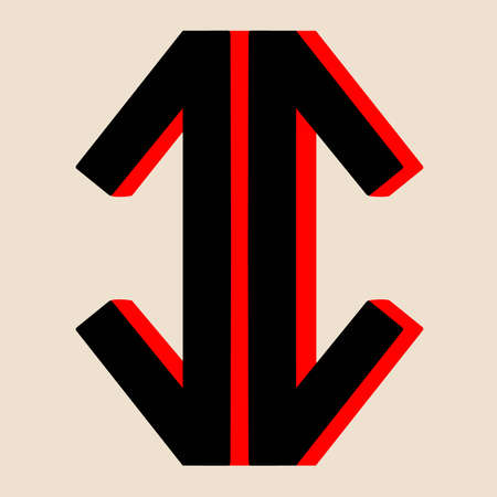 Ethno national magic red, black symbol isolatedのイラスト素材
