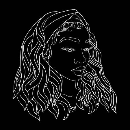 Abstract woman face line art minimalistic styleのイラスト素材