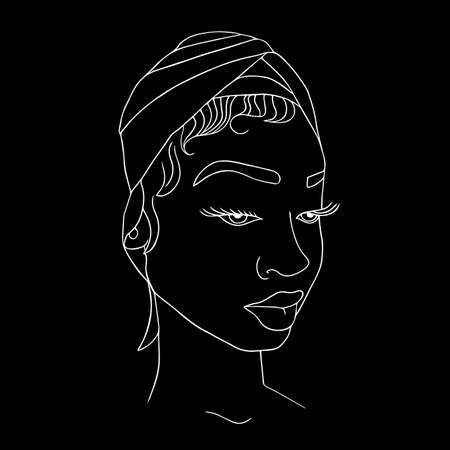 Abstract woman face line art minimalistic styleのイラスト素材