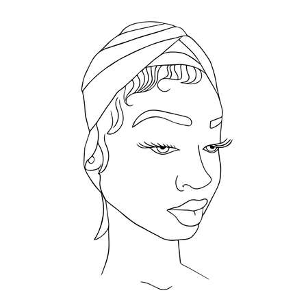 Abstract woman face line art minimalistic styleのイラスト素材