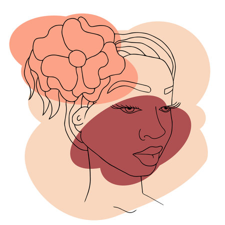 Abstract woman face line art minimalistic styleのイラスト素材