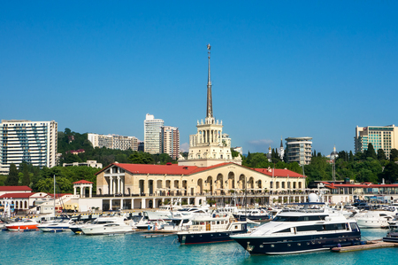 Yachts in the port of Sochi, Russia. Marina station.のeditorial素材
