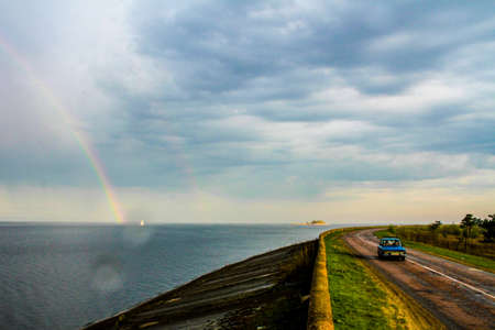 Car & Rainbowの写真素材