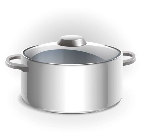 Empty metal pan with lid illustrationの写真素材