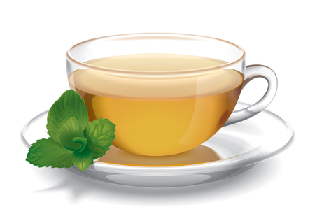 Cup of tea with mint illustrationの写真素材