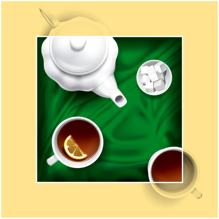 Tea set composition illustrationの写真素材