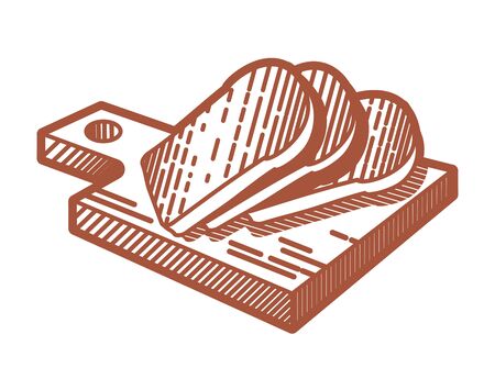 Bread on a cutting boardの写真素材