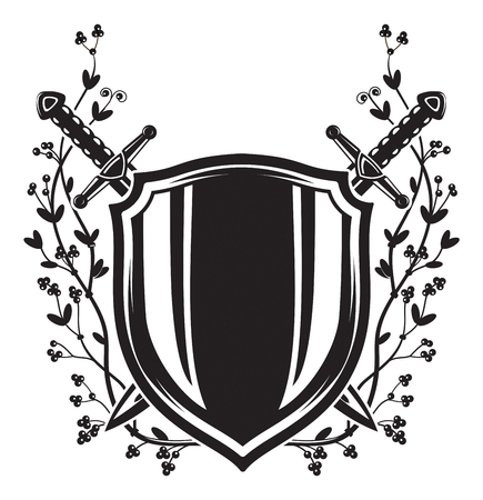 Shield, swords and wreath illustrationの写真素材