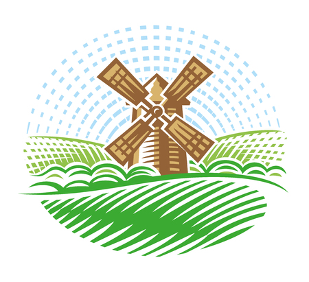 Windmill simple illustrationのイラスト素材