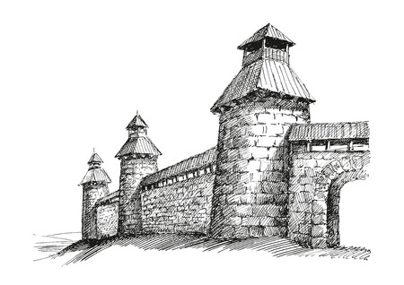 Castle wall illustrationのイラスト素材