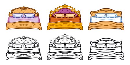 Set of double bedsのイラスト素材