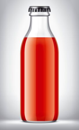 Glass Bottle with Tomatoes Juice on background.の写真素材