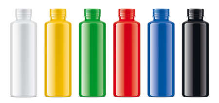 Set of Colored Plastic Bottles. Non-transparent version.の写真素材
