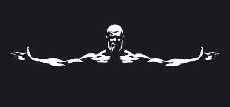 A muscular bearded manのイラスト素材
