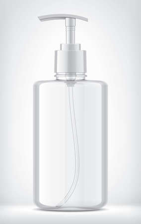 Transparent plastic bottle on background.の写真素材