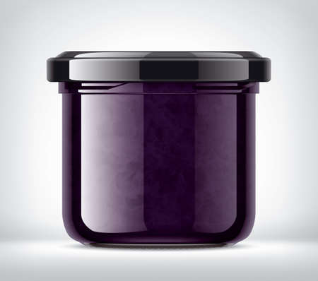 Glass Jar with Currant Jam on Background.の写真素材