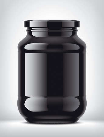 Black Non-transparent Glass Jar on Background.の写真素材