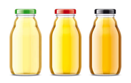 Set of Glass Bottles with Juice.の写真素材