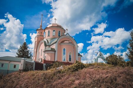 Trigorsky Holy Transfiguration Monastery - angle viewの写真素材