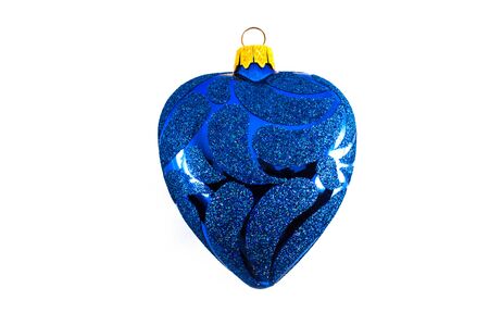 Blue Christmas ball closeup isolated on white backgroundの写真素材