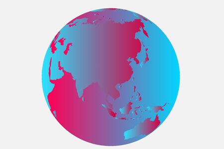 Vector illusrtation of planet Earth in blue and pink colors on white backgroundのイラスト素材