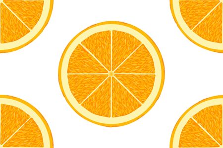 Vector illustration of orange slice isolated on white background. Piece of citrus fruit. Pattern backgroundの写真素材