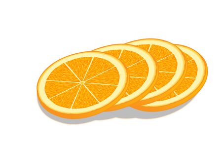 Vector illustration of orange slices isolated on white background. Piece of citrus fruitの写真素材