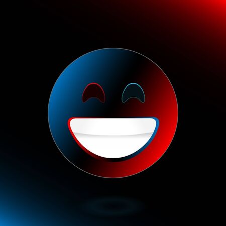 Beaming face emoji with smiling eyes and a broad, open smile with a full-toothed grin as if saying Cheese! for the camera. Smile in blue black and red colorsのイラスト素材