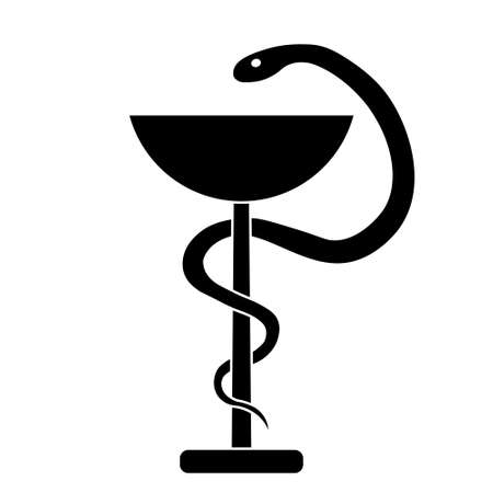 Medical sign snake icon. Hospital ambulance glyph style pictogram. Medicine logoのイラスト素材