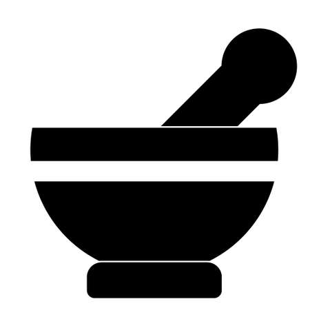 Mortar and pestle pharmacy flat icon for apps and websites. Medical toolのイラスト素材