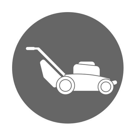 Illustration of lawn mower machine technology equipment tool, gardening grass cutter. Flat styleのイラスト素材