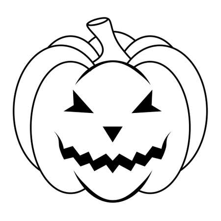 Simple Halloween scary pumpkin with funny face in flat style. Illustration cartoon pumpkin. Holiday icons conceptのイラスト素材