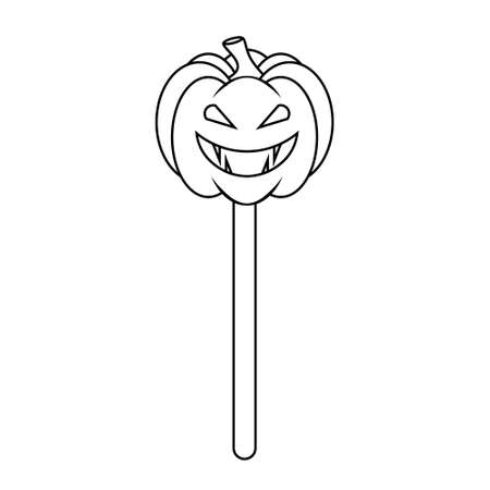 Simple illustration of sweet candy on a stick for halloween day. Flat styleのイラスト素材