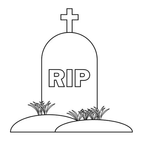 Simple illustration of grave icon Concept for Halloween day. Flat styleのイラスト素材
