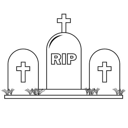 Simple illustration of grave icon Concept for Halloween day. Flat styleのイラスト素材