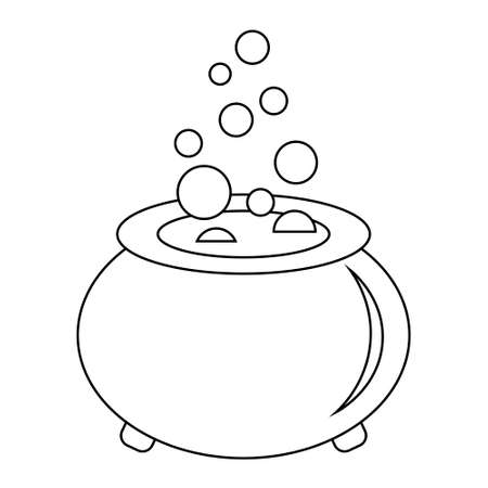 Simple illustration of witches cauldron with boiling magic potion. Decorative element for Halloweenのイラスト素材