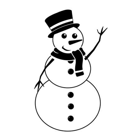 Simple illustration of funny snowman Concept for Christmas holiday. Flat styleのイラスト素材