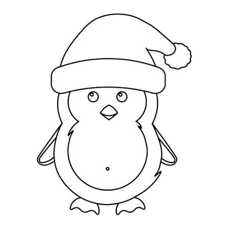 Simple illustration of cute winter penguin for Christmas holiday. Flat styleのイラスト素材