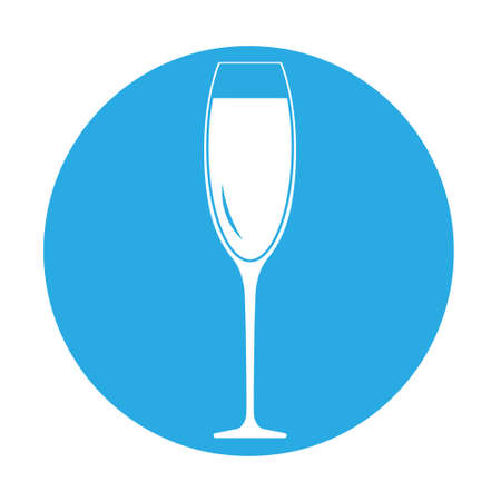 Simple illustration of a glass of champagne for Christmas holiday. Flat styleのイラスト素材