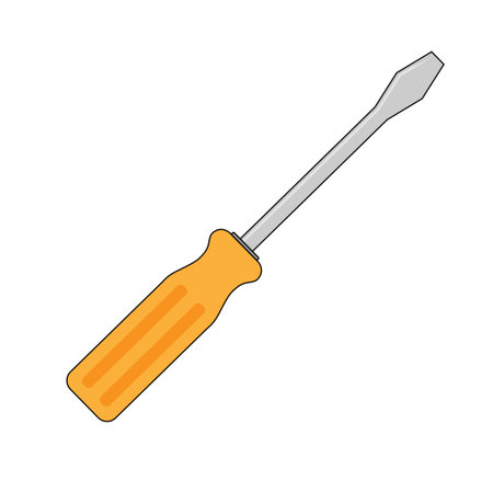 Simple illustration of slotted common blade screwdriver flat for apps and websites. Flat styleのイラスト素材